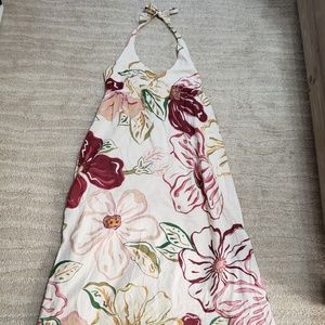 Flowered, lined maxi dress